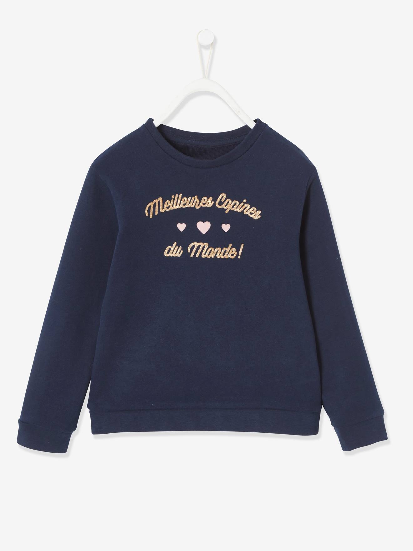 sweat-fille-a-message-vertbaudet
