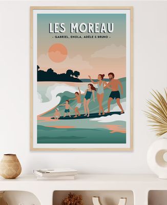 affiche-famille-en-surf-personnalis-monsieur-t-shirt