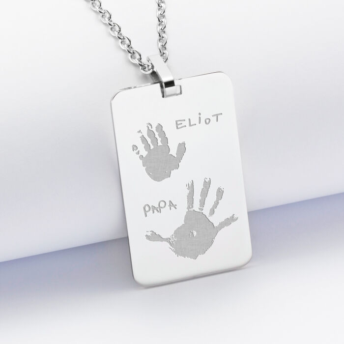 Pendentif homme personnalisé empreintes enfant