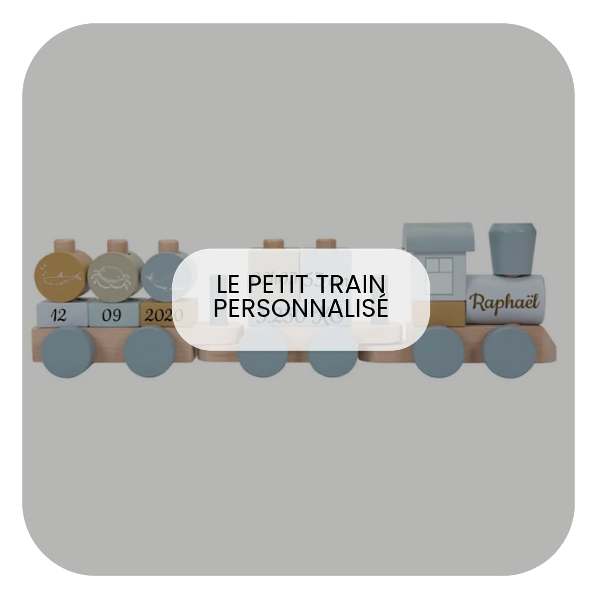 Cadeau de naissance garçon : train en bois personnalisé