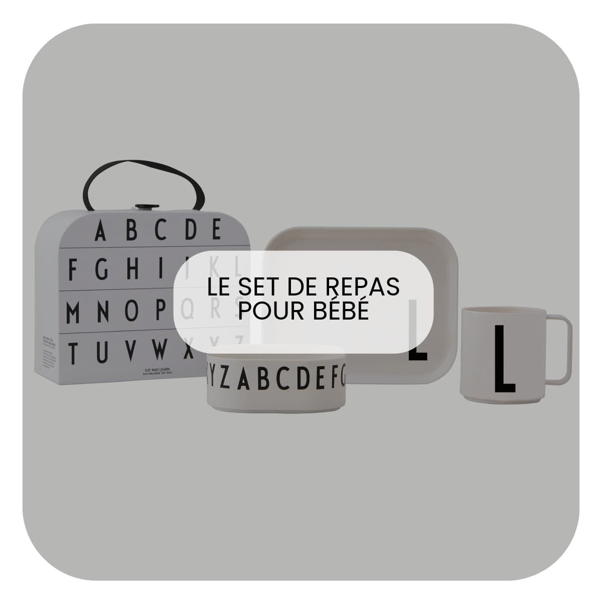 Cadeau de naissance garçon : set repas bébé Design Letters