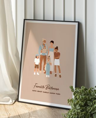 affiche-famille-illustre-personnalis-monsieur-t-shirt