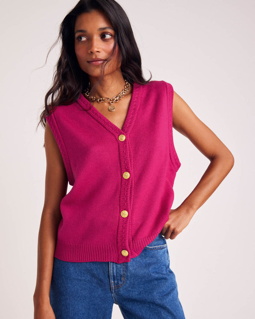 gilet-constant-rose-framboise
