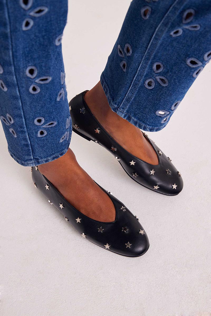 ballerines-freddie-noir-toiles-argentes