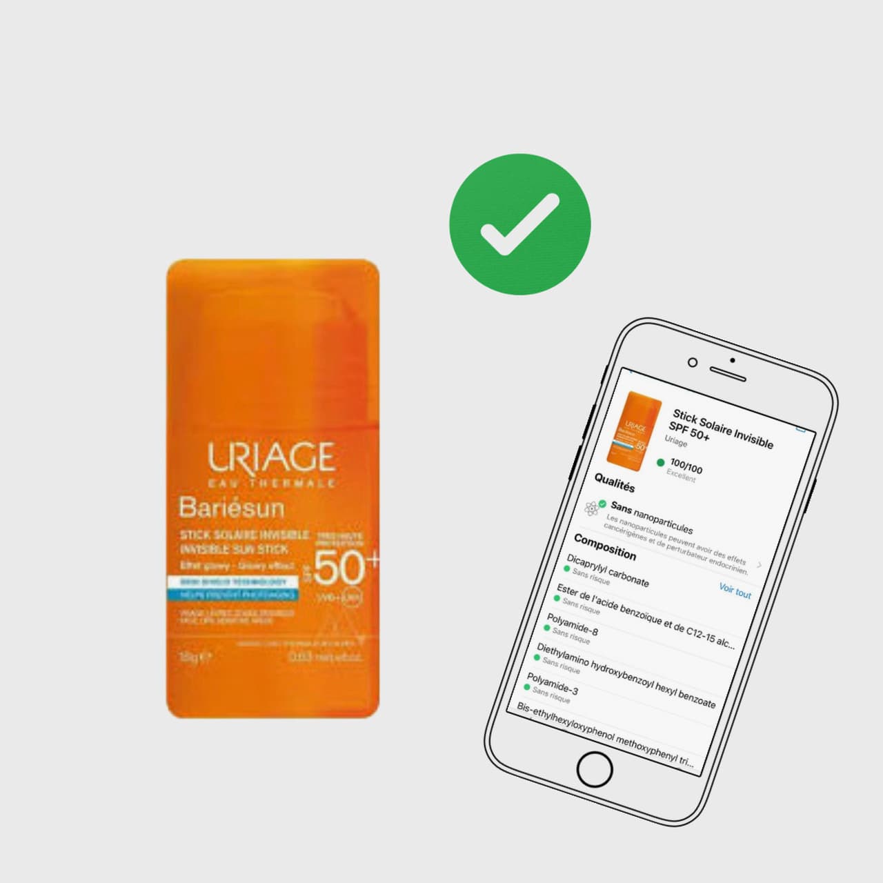 Stick solaire SPF 50 Uriage validé par Yuka