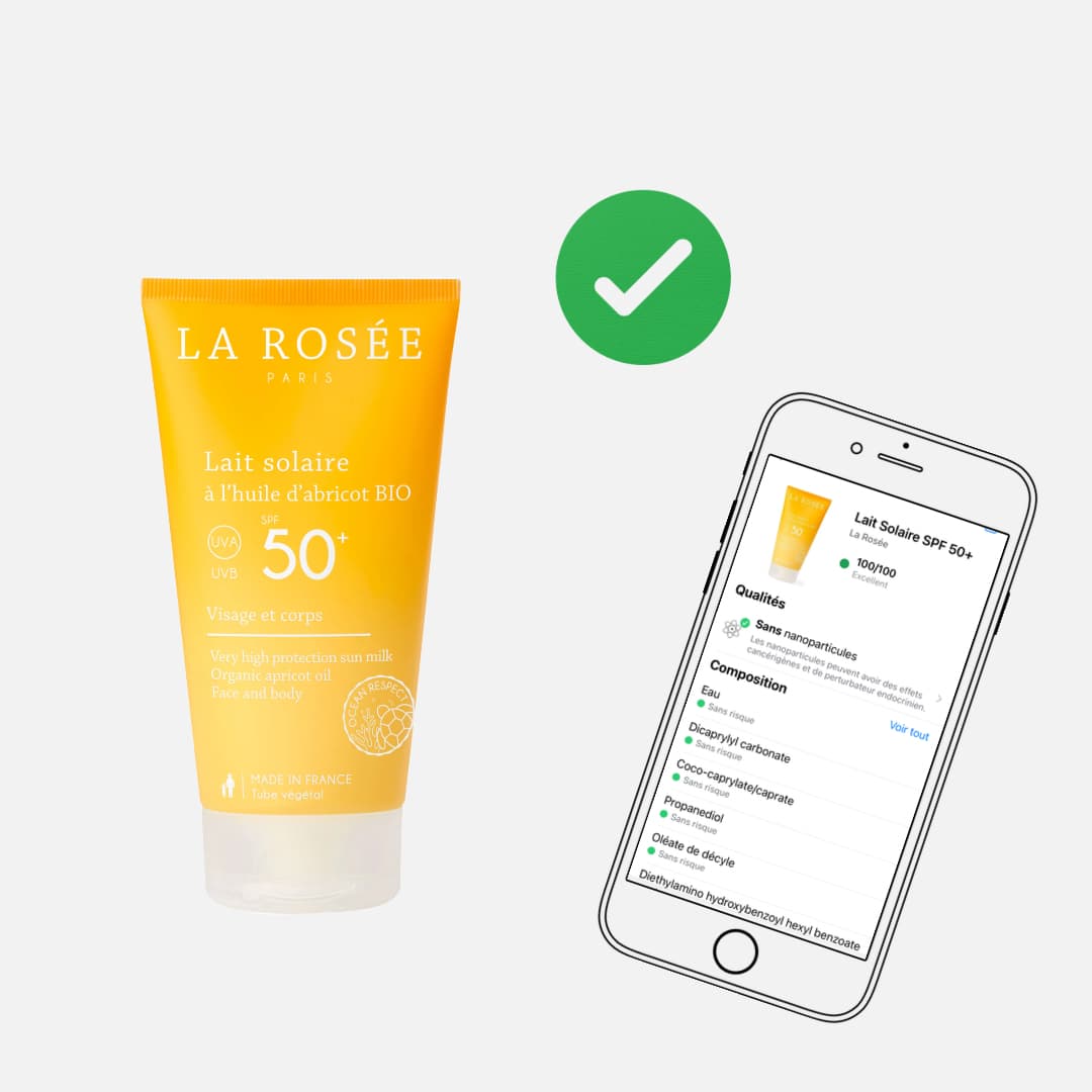 Lait solaire SPF 50 La Rosée validé par Yuka